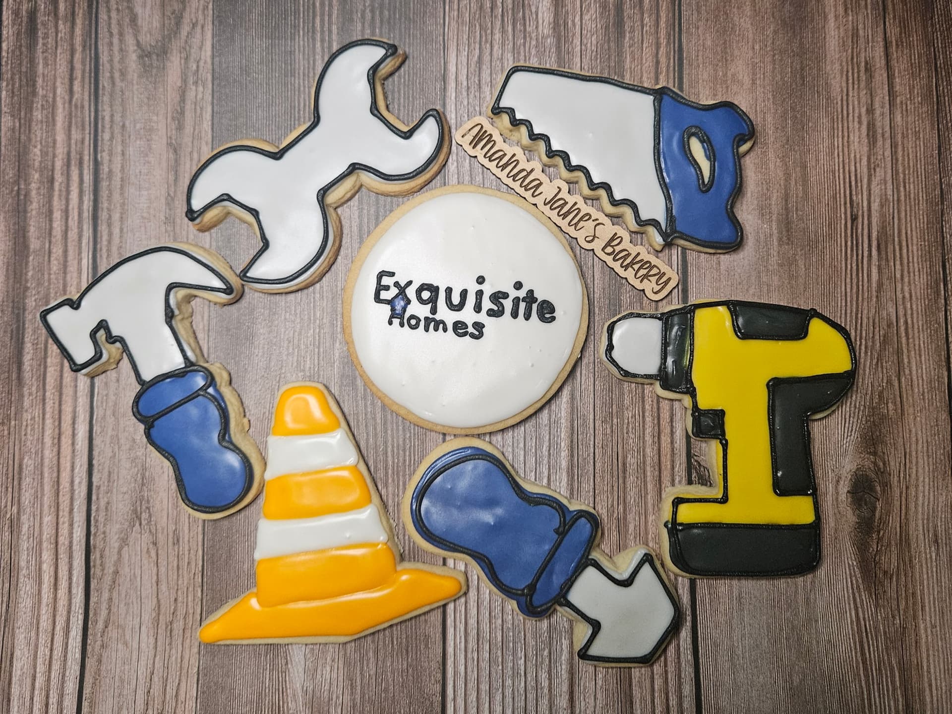 Branded tool-shaped cookies for a home builder