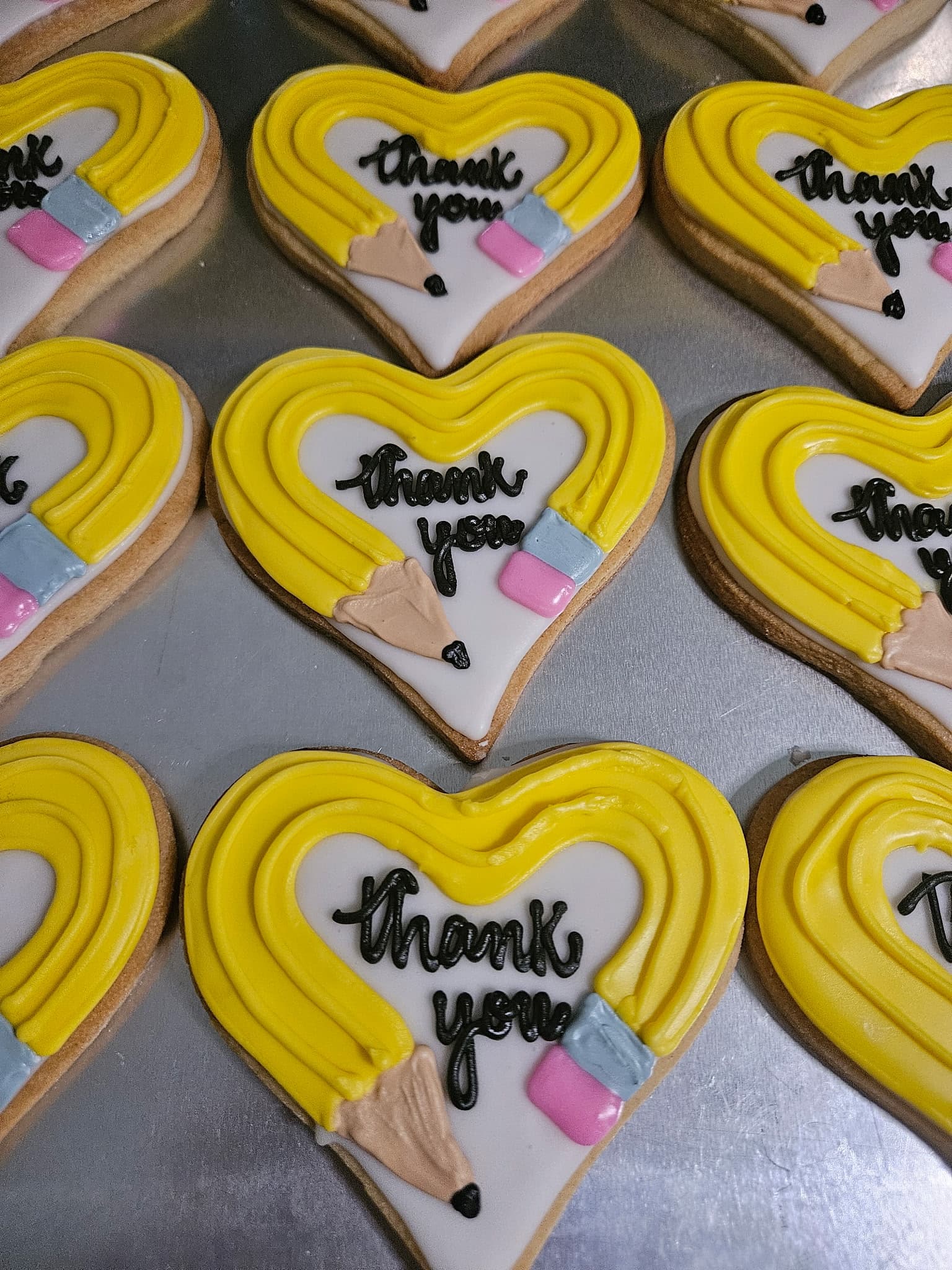 Thank you pencil heart cookies for teachers